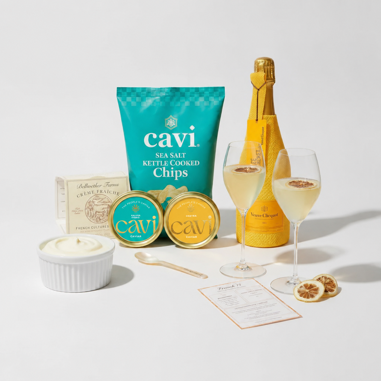Caviar, Veuve Champagne, and French 75 Cocktails