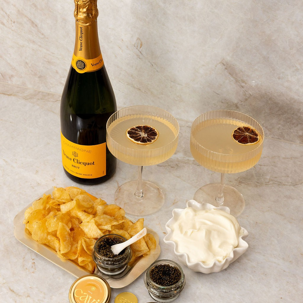 Caviar, Veuve Champagne, and French 75 Cocktails