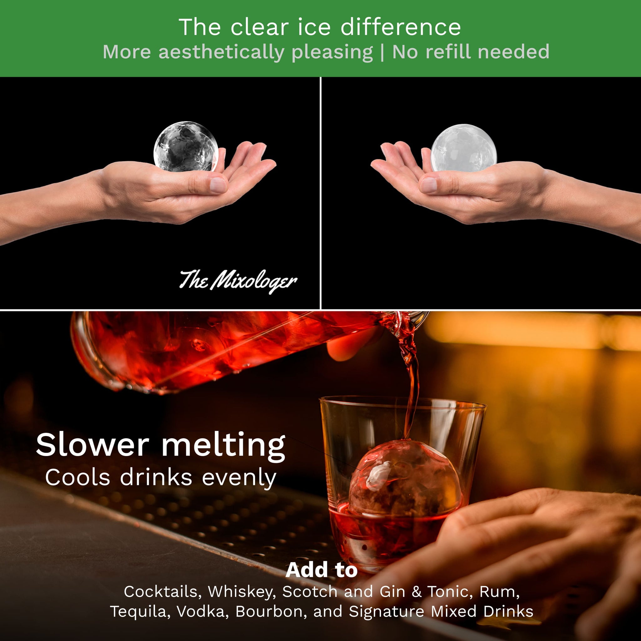 Sphere - Clear Ice Maker, Ice Ball Press - Unique Shape for Whiskey ice  ball maker - Large ice cube Maker - Great for ice cube for Cocktails
